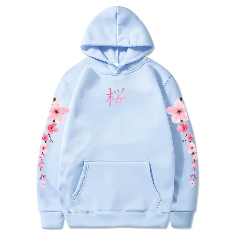 Japanese Blossom Sakura Graphic Hoodies Long Sleeve Winter Hooded Sweatshirts Casual Women/Men Comfortable Pullovers with Pocket — image 7