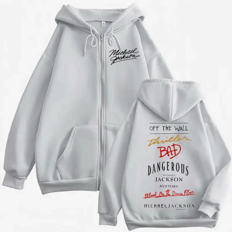 Sudadera con capucha con estampado del álbum de Michael Jackson del cantante de Rock de los 90, jerséis con cremallera de alta calidad a la moda para hombres y mujeres, sudaderas de gran tamaño