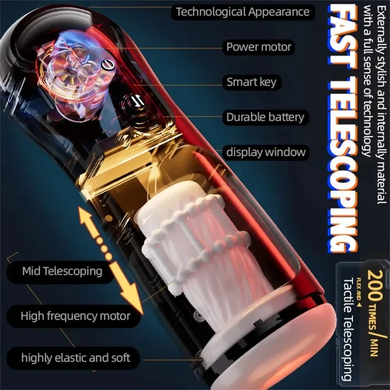 Masturbation Cup para sa Mga Lalaki na may Electric Telescopic Awtomatikong Telescopic Piston Pumping Masturbation Device Mga Pang-adultong Sex Toy