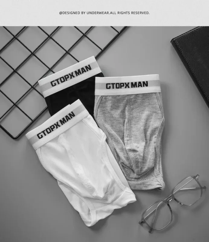 3Pack Summer Single Layer Mens Underwear Low Rise Briefs for Men Elastic Comfort Fit Underpanties Ropa Interior Hombre