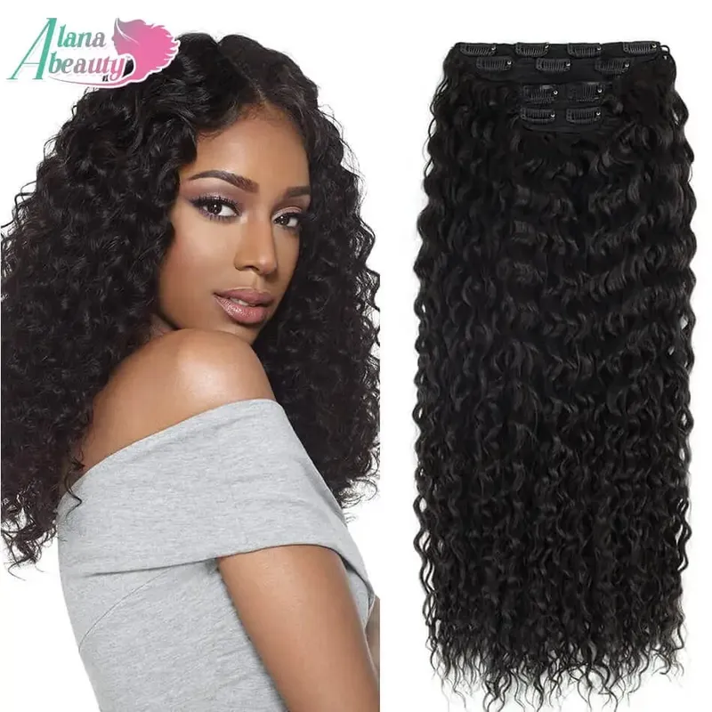 Alana 28inch Synthetic Long Water Curly Clip In Hairpieces Hair Extensions Kinky Curly Clip-in Hair Heat Resistant Organic Fiber — image 8