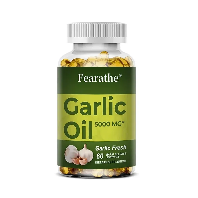 Softgels שמן שום 5000 מ"ג מחזור לב וכלי דם חיסוני לב ללא טעם ללא GMO תוסף ללא גלוטן