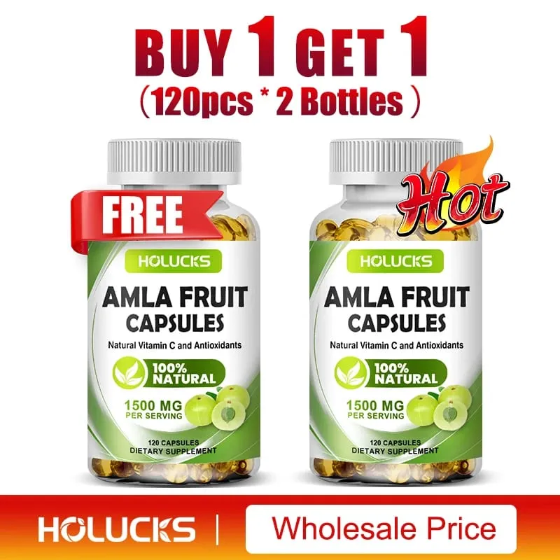 Natural Amla Capsules with High Potency Vitamin C Antioxidant Support Energy Metabolism Heart & Digestive Health