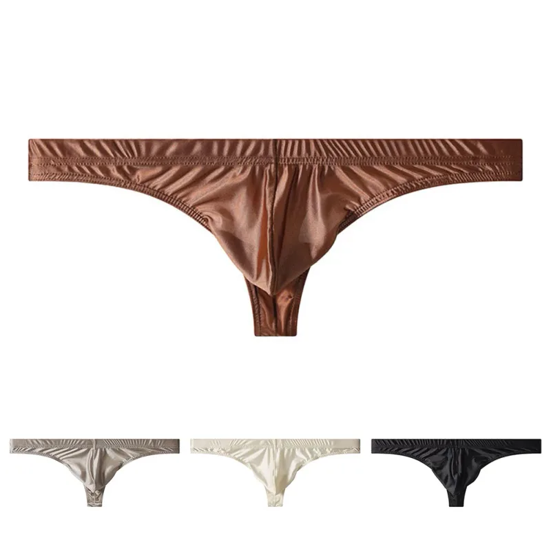 Breathable Ice Silk Underwear Ice Silk G-String Brand New Men's Underwear Classic Style Thongs Lightweight Ice Silk Underwear — image 7