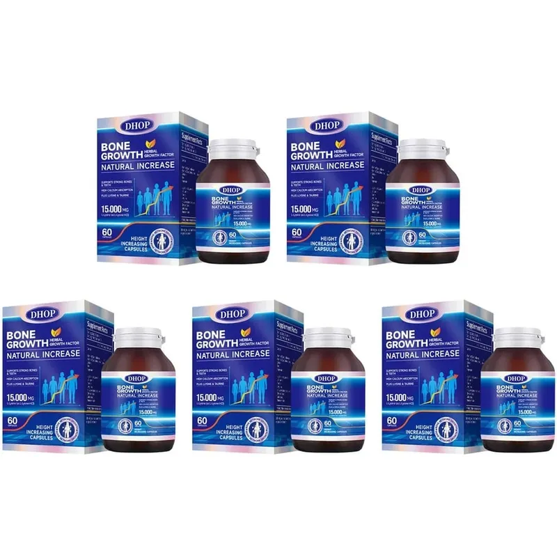 Bone Growth Natural Increase Capsules with L-Lysine Vitamin D3 Calcium & Zinc; Supports Strong Bones & Teeth 60 Capsules