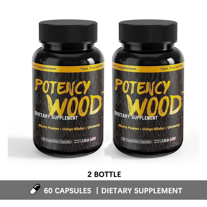 Potency Wood Herbal Supplements with Ginseng Ashwagandha 60 Capsules Adaptogen Energy Stamina Immune Αντιοξειδωτικά Υγεία του εντέρου