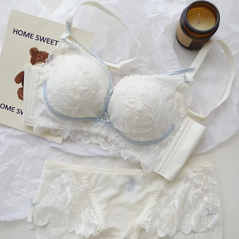 French Garden MOYISU Lace Σετ σουτιέν 32-38 AB Wireless Thin Cup Push Up Anti Sag セクシー Υποστήριξη Εσώρουχα Κατάλληλο μικρό μπούστο