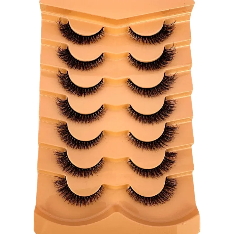 7/8PairsCat Eye Eyelashes manga Lashes 3D Clear Band Lashes naturalHalf Lashes End Eye Eyelonged Mink Eyelashes Αφράτες βλεφαρίδες — image 22