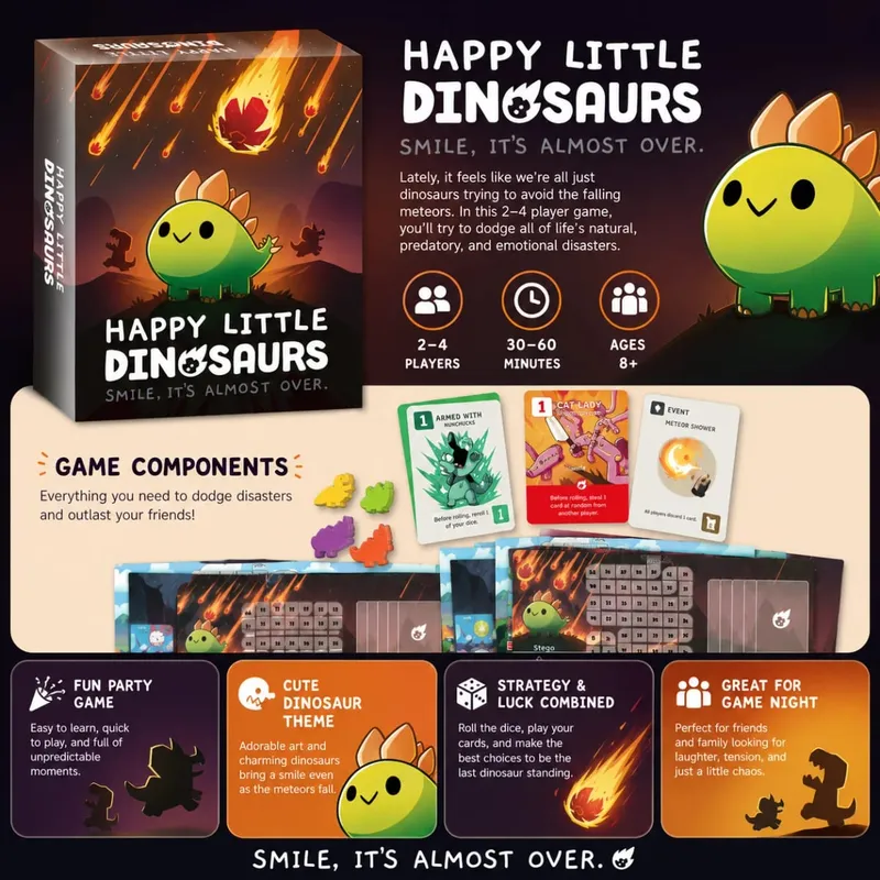 Happy Little Dinosaurs Χαριτωμένο επιτραπέζιο παιχνίδι στρατηγικής επιβίωσης Διασκεδαστικό παιχνίδι περιπέτειας Οικογενειακό πάρτι Παιδιά Ενήλικες Δώρο Αγγλική Έκδοση — image 4