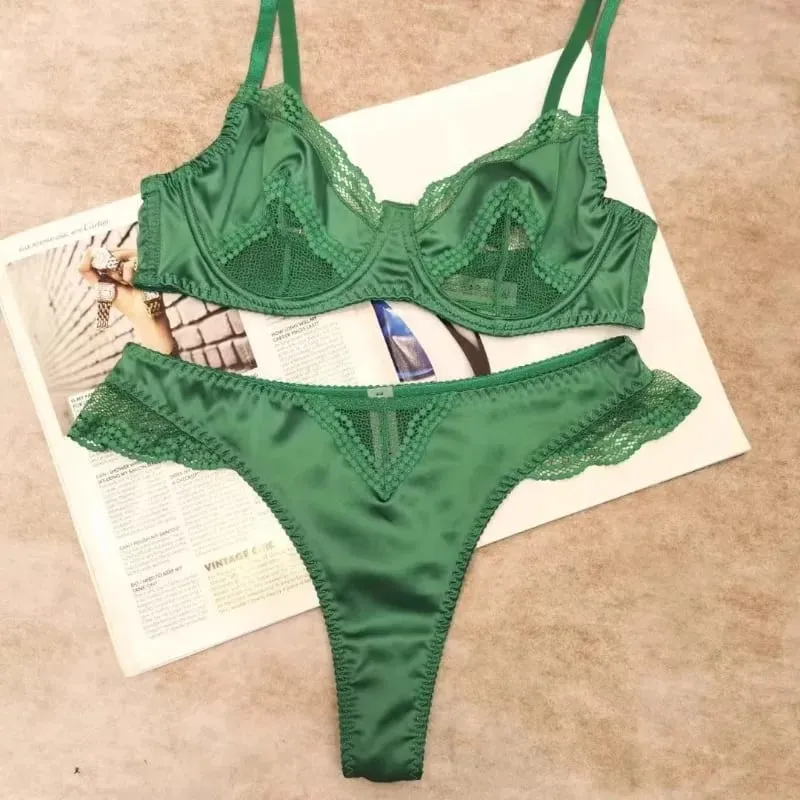 Παριζιάνικο Σετ Εσώρουχα | Chantilly Lace & Mesh Cutouts | Υποστήριξη EU 85B | Αβίαστα γαλλικά σέξι σουτιέν αδυνατίσματος — image 4