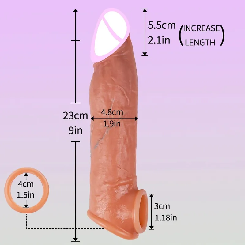Realistic Reusable Penis Sleeve Thin Silicone Holster With Anti-snap Ring Cock Enlargement Extender For Men Delay Ejaculation