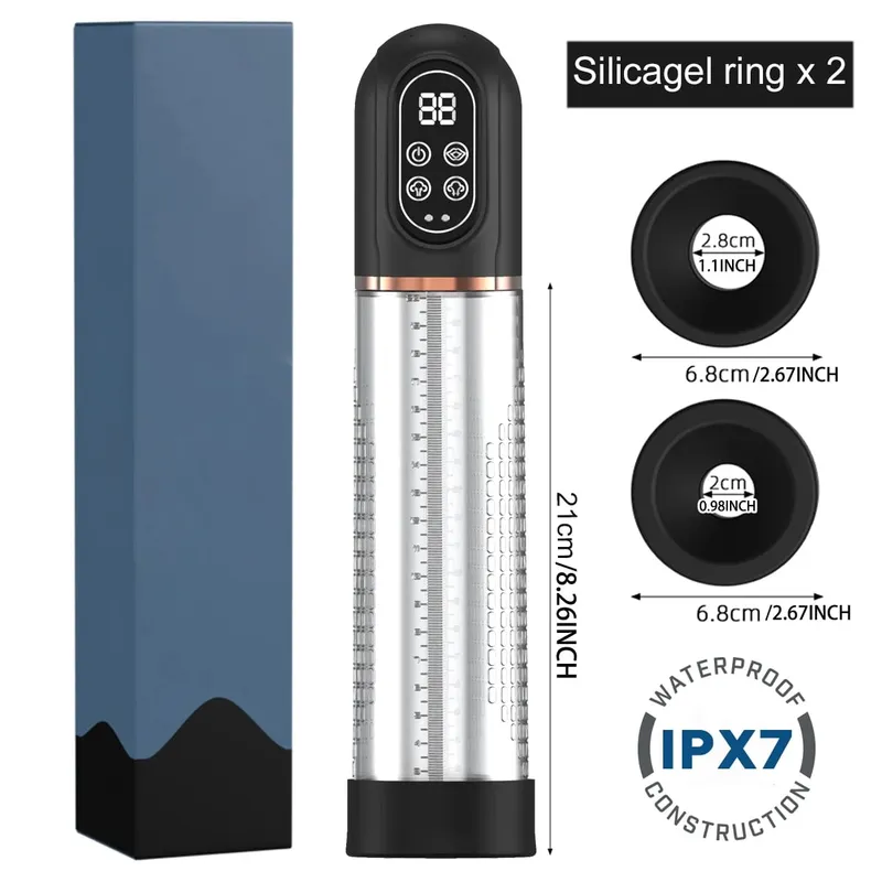 משאבת פין חשמלית IPX7 עמיד למים יניקה מאריך פין דיק מגדיל ואקום הגדלת פין אונן צעצועי מין לגברים