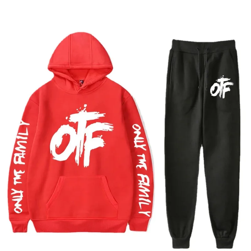 Harajuku مريحة مضحك OTF رسالة طباعة البلوز Sweatpants دعوى الرجال/النساء هوديس + بنطلون دعوى لطيف 2 قطعة مجموعة الملابس — image 8