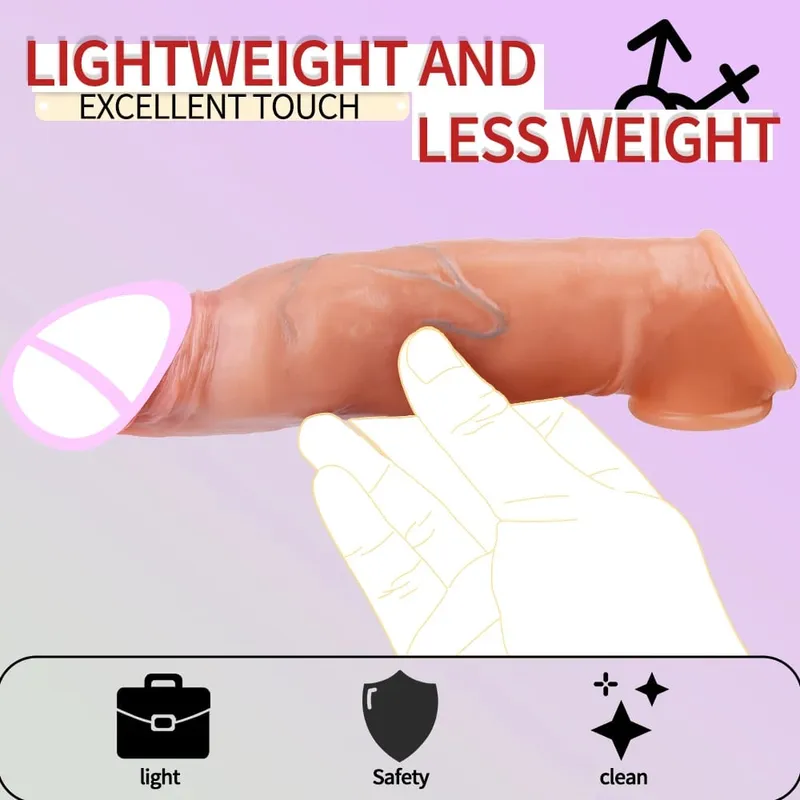 Realistic Reusable Penis Sleeve Thin Silicone Holster With Anti-snap Ring Cock Enlargement Extender For Men Delay Ejaculation