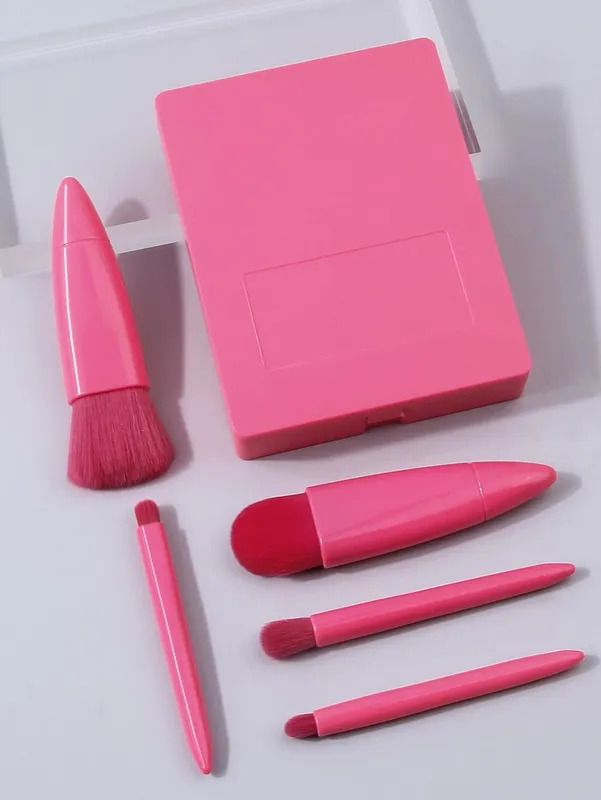 5pcs Travel Size Makeup Brushes Set Mini Makeup Brushes Small Complete Function Cosmetic Brushes Kit With Case And Mirror — image 5