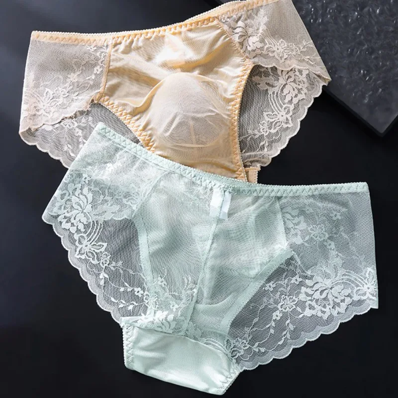 Men Lace Briefs Seamless Ice Silk Briefs Underwear 3D Bulge Pouch Low Waist Gay Panties — image 11
