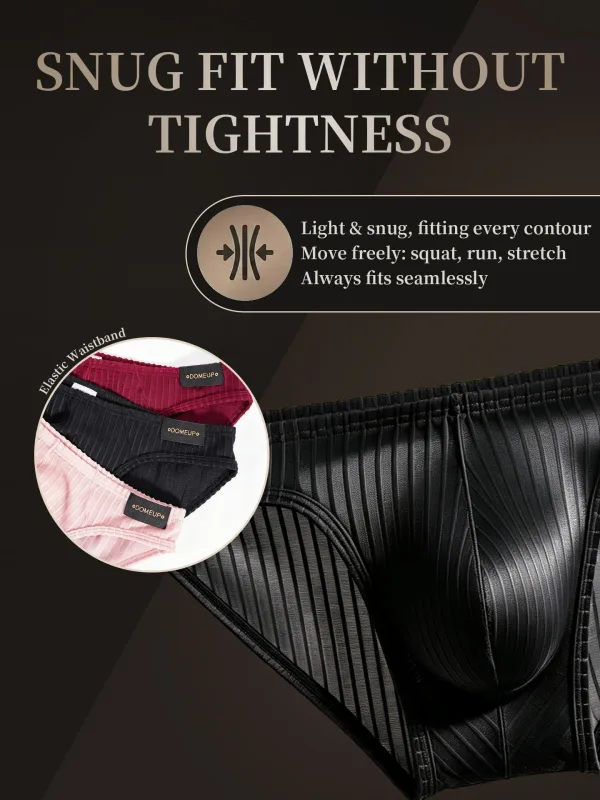 Men's Underwear Ribbed Texture Mens Brief Nylon Elastane Underpants Lightweight Thin Comfortable Male Triangle Underwear M‑XXL