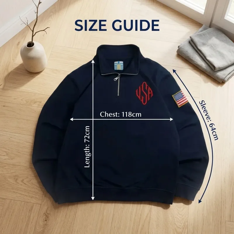 Sweat-shirt à capuche brodé drapeau américain Y2K pour homme, bleu marine et blanc, pull à manches patchs, Streetwear décontracté