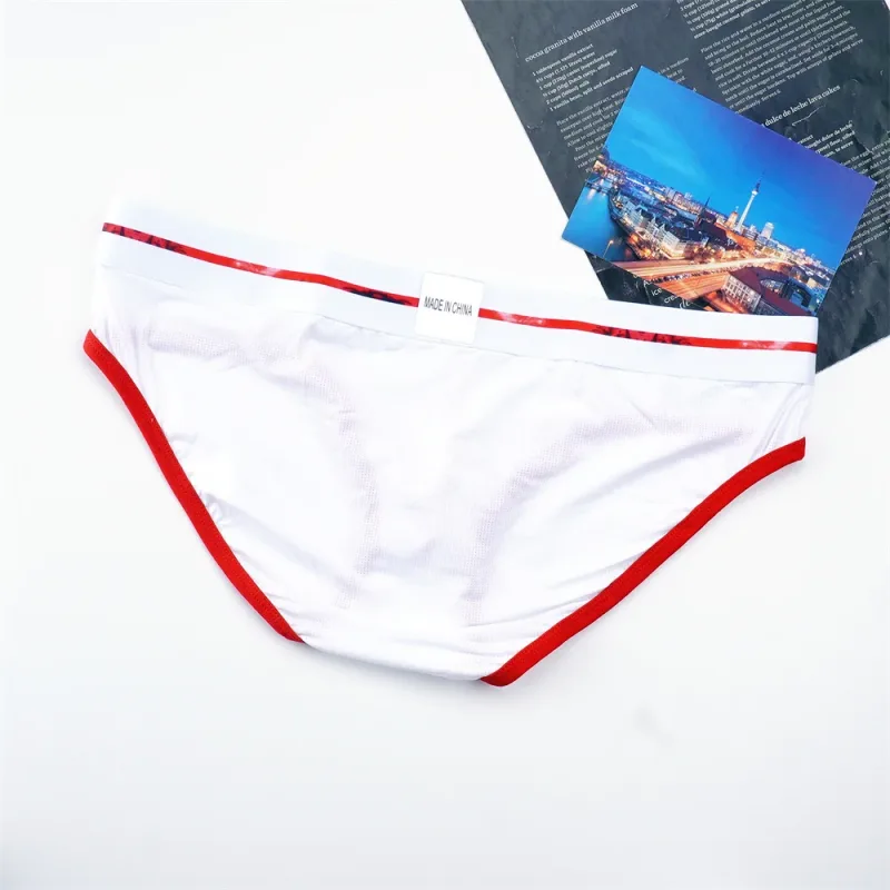 Sexy Men U Convex Underwear Slip Breathable Letters Waistband Ice Silk Briefs Plus Size Male Panties S-XL — image 9