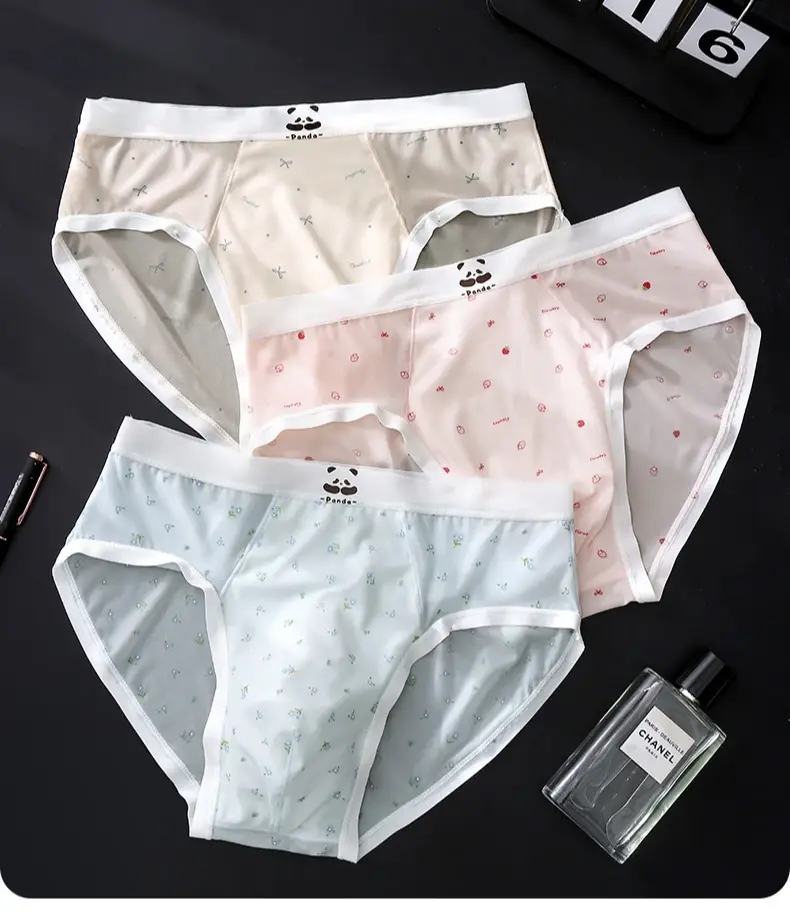 Summer Thin Ice Silk Sexy Men's Underwear Quick Drying Breathable Seamless Male Briefs Panda Cartoon Cute Men's Triangle Pants — image 3
