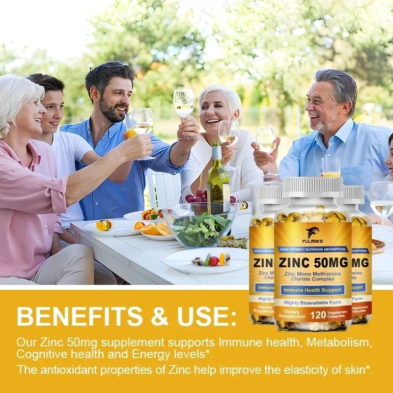 Premium Pure Zinc Capsules 50 mg Supplement High Absorption Boosts Immune Antioxidant Skin Cognitive Health — image 5