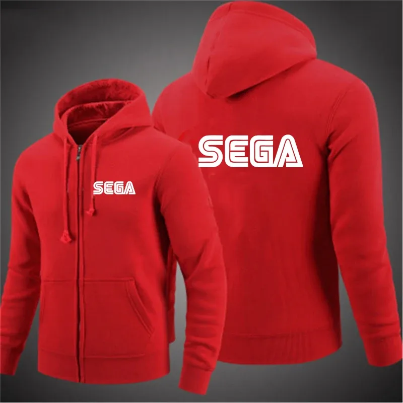 Sudaderas para hombre, jersey Sega de otoño, chaqueta informal con cremallera para hombre, Sudadera con capucha para exteriores, sudadera de otoño de Color sólido con cuello alto