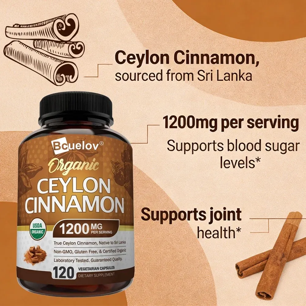 Ceylon Cinnamon 1200Mg Per Serving 120 Capsules - Healthy Blood Sugar Support Joint Support Antioxidant