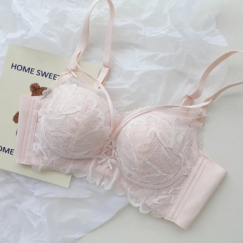 French Garden MOYISU Lace Σετ σουτιέν 32-38 AB Wireless Thin Cup Push Up Anti Sag セクシー Υποστήριξη Εσώρουχα Κατάλληλο μικρό μπούστο