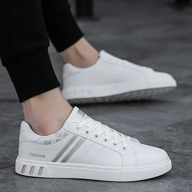 Fehér Vulkanizált Cipők Férfi Lapos Kényelmes Cipők Fűzős Zapatillas Hombre Őszi tavaszi divat Cipők Drop Shipping
