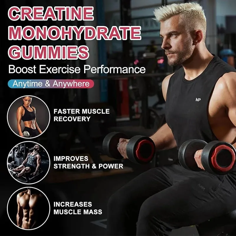 Kexinsh Creatine Monohydrate Gummies 6000mg Sugar Free Chewable Creatine for Muscle Strength Muscle Builder Energy Boost