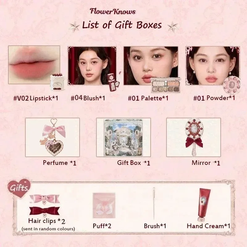 Flower Knows Shells Pearl Eyeshadow Essence Lip Honey Blush Cheek Makeup Depan 11 buah set
