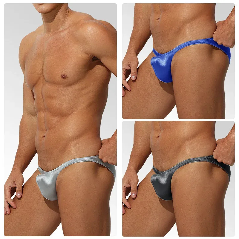 Low Waist Ice Silk Satin Men's Underwear Tight Fit Sport StyleJJ Boosting Luxury Sensual Briefs Youth Nylon Spandex — image 17
