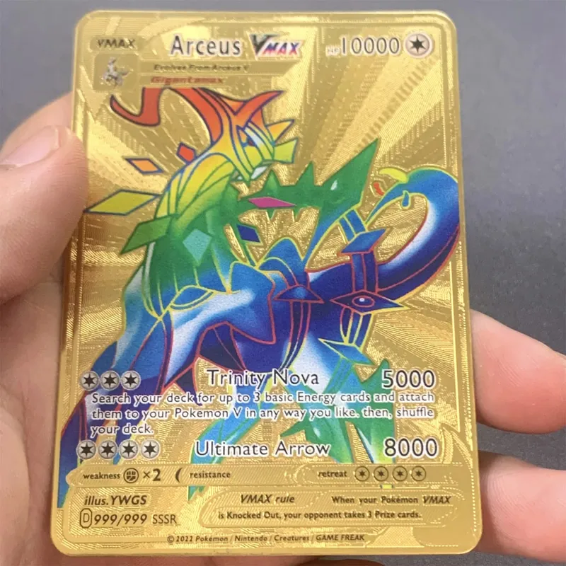 Tiếng Anh Kim Loại Pokemon Thẻ DIY Arceus Mewtwo Charizard Pikachu Sắt Sáng Bóng Pokémon GX Vmax EX Trò Chơi Trẻ Em Bộ Sưu Tập Thẻ Đồ Chơi Quà Tặng
