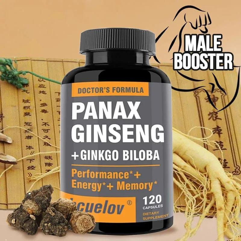 Κάψουλες Ginseng + Ginkgo Biloba Extract - Βοηθά στη βελτίωση της ενέργειας και της ζωτικότητας Αντιγηραντική μνήμη Υγεία εγκεφάλου και όρασης