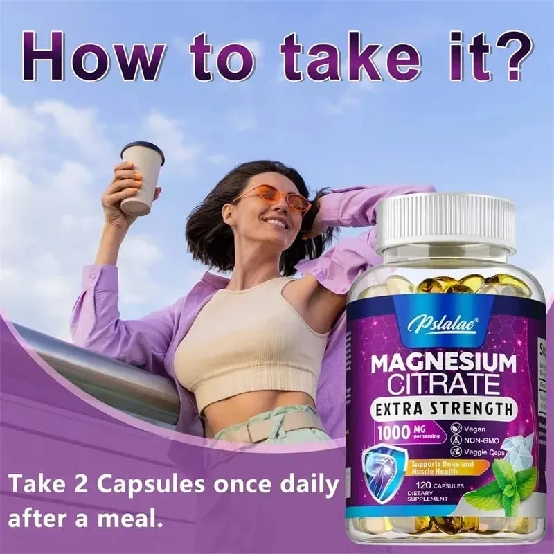Magnesium Citrate 1000 Mg - Supplement for Stress Relaxation Bone Sleep Heart Health Nerve Muscle & Metabolism — image 5