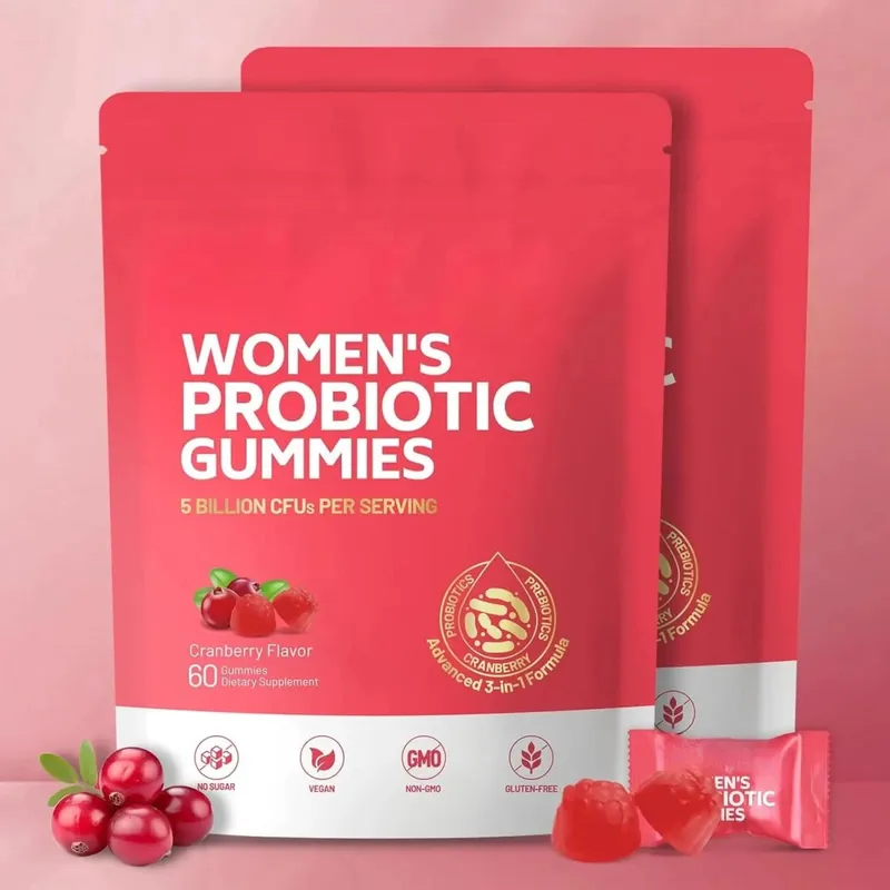 Women Probiotic Gummies with Prebiotic Fiber 5 Billion CFU Support Gut Digestive Balance Immune Defense Women PH Wellness 60 Ct