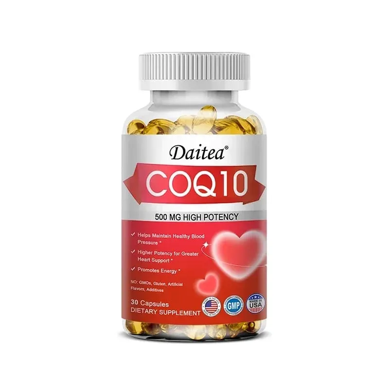 Coenzyme Q10 Capsules High Concentration Vegetarian Supports Blood Circulation Stress Health and Physical Energy Antioxidant