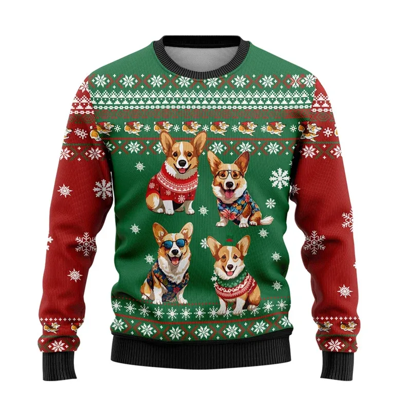 Niedlicher Tier-3D-gedruckter hässlicher Weihnachtspullover für Männer und Frauen, lustiges Totenkopf-Design, grafische Sweatshirts, lässige Rundhals-Tops — image 7