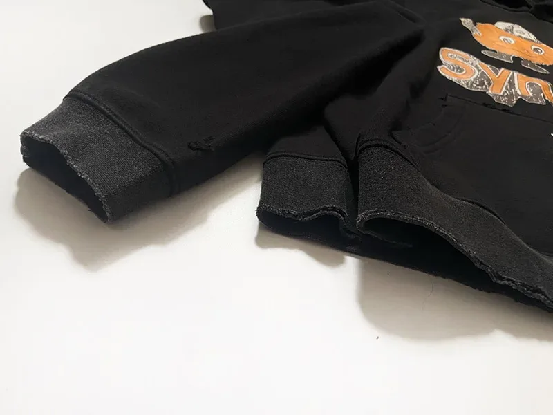 Nouveau surdimensionné PALY sweat à capuche pour homme femme lavé noir endommagé meilleure qualité décontracté Vintage Cardigan Zip sweats — image 36