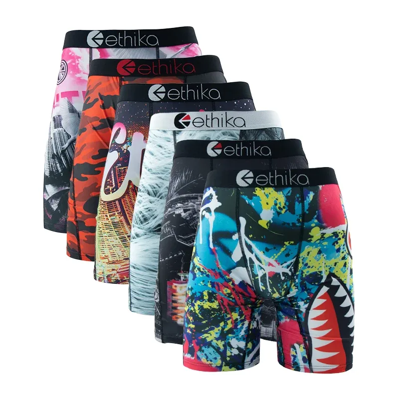 6Pcs Men Underwear Boxers Breathable Mesh Crotch Man Swimming Underpants Plus Size Mens Panties Trunks Men's Boxer Briefs — image 10