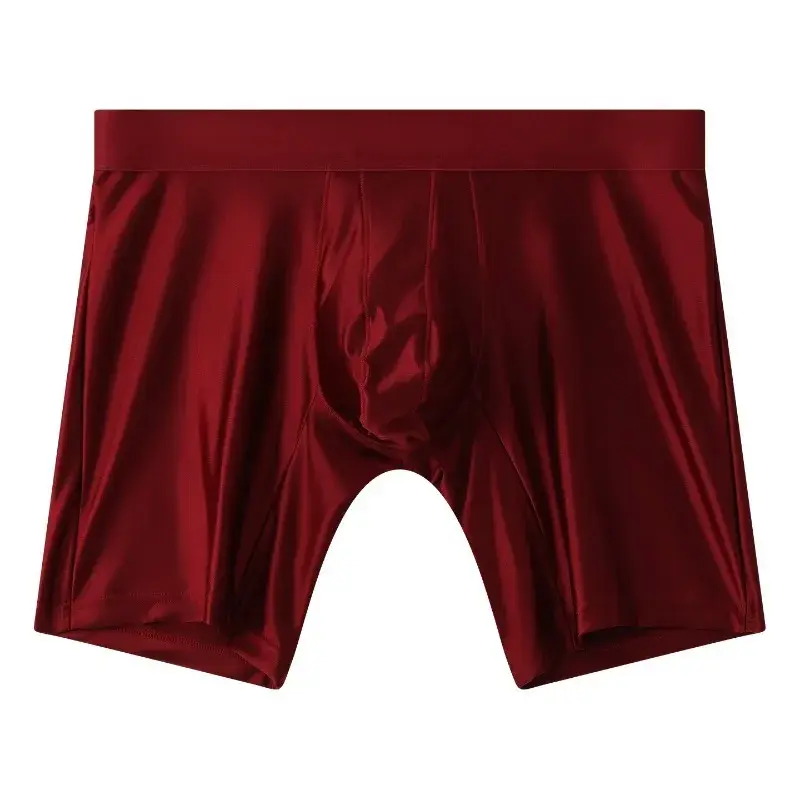 Bright Silky Smooth Underwear Men Stretch Satin Seamless Long Leg Boxer Shorts Bugle Pouch Sport Underpant Club Party Lingerie — image 12