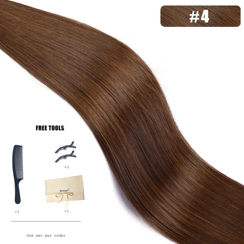 Genius Weft Human Hair Extensions 100G Double Drawn Blonde Bundles Invisible Straight Virgin Hair Weft Full End Κορυφαία ποιότητα