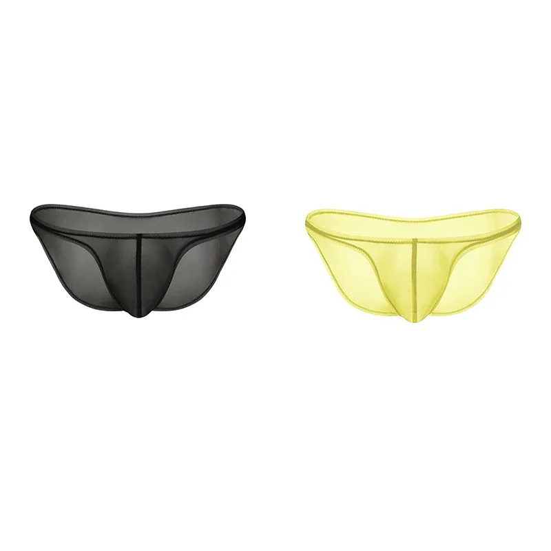 Men's Underwear Delicate Ice Silk Transparent Triangle Panties Personality Low Waist Briefs