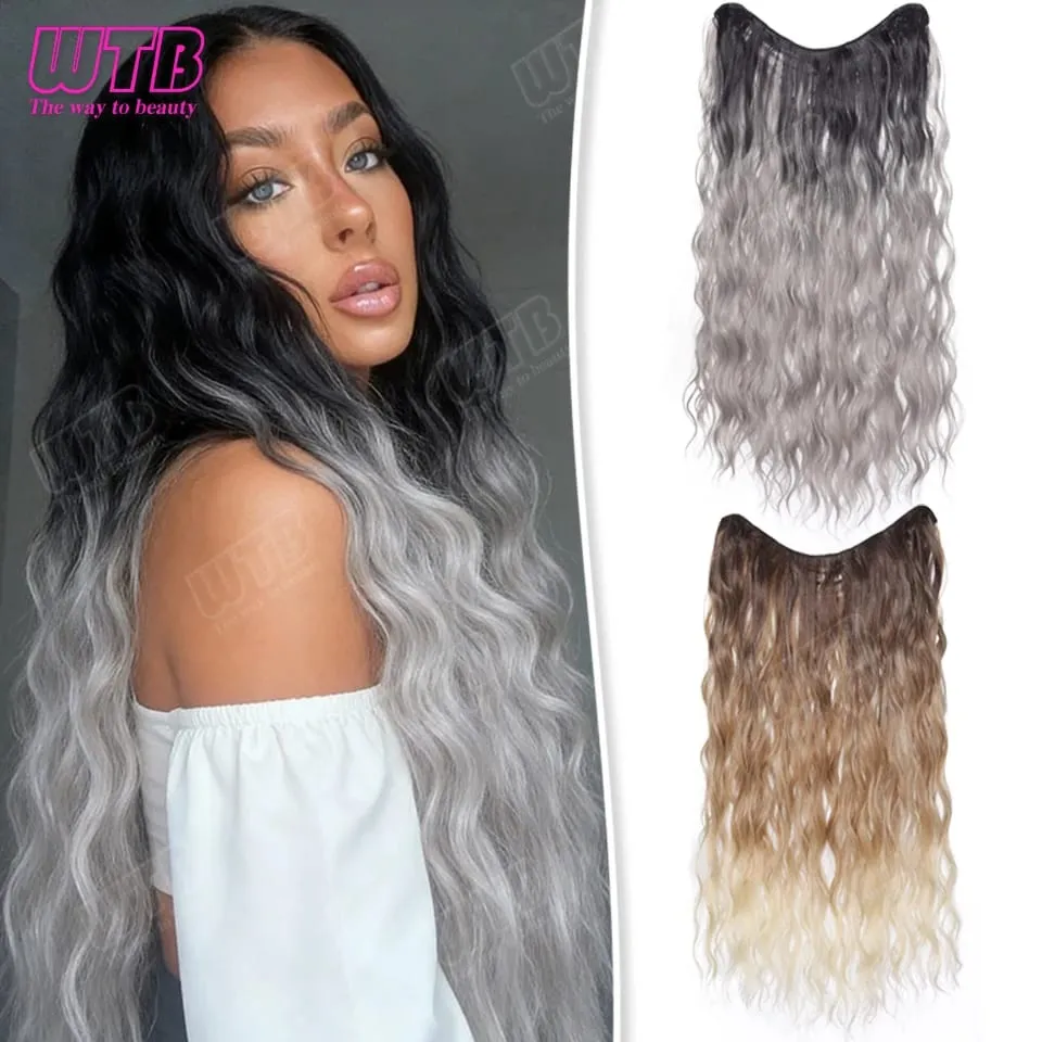 WTB Gradient Hair Extensions Συνθετική περούκα BB Clip Style Water Wave Μοτίβο για γυναικεία καθημερινή ένδυση και τις γιορτές