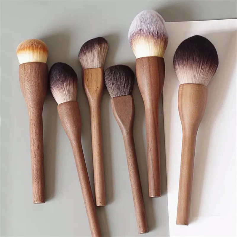 Πινέλο μακιγιάζ με λαβή ξύλου καρυδιάς Loose Powder Blush Contour Brushes Super soft High Density Tools Makeup Brush — image 2