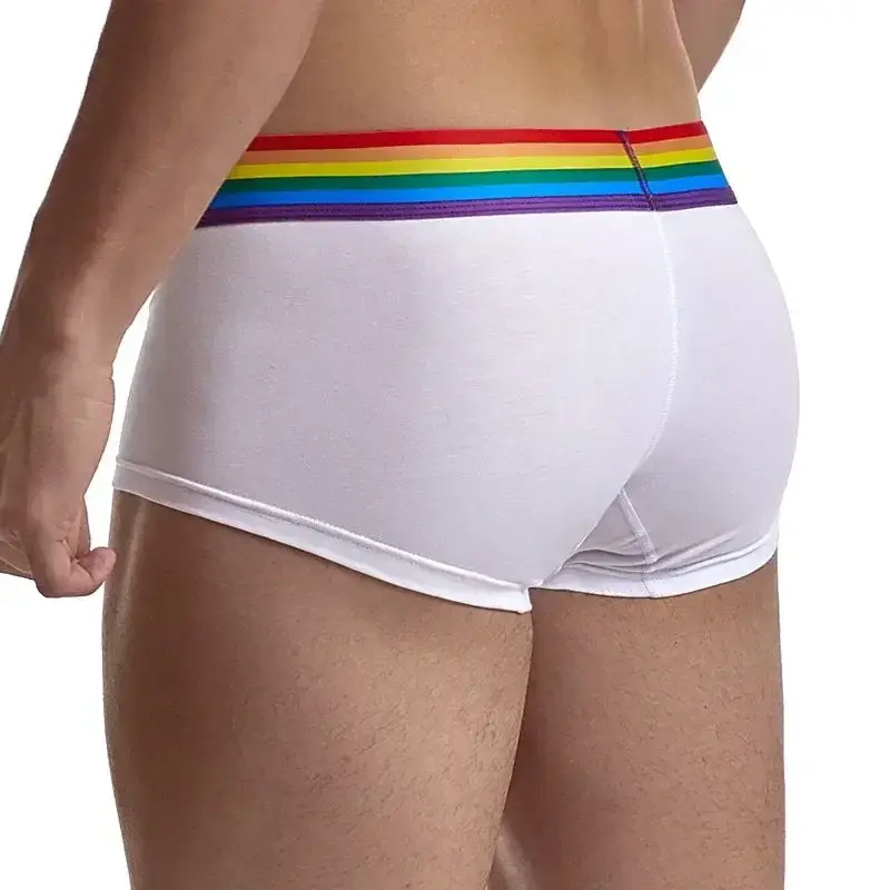 Cintura arcobaleno Mutande da uomo Boxer da uomo in cotone Boxer da uomo Intimo traspirante da uomo Mutandine da uomo Boxer morbidi Balck White — image 4