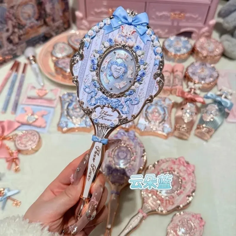 Flower Knows Handheld Makeup Mirror Air Cushion Comb All Series Relief Pattern Limited Color Makeup Tool Kit