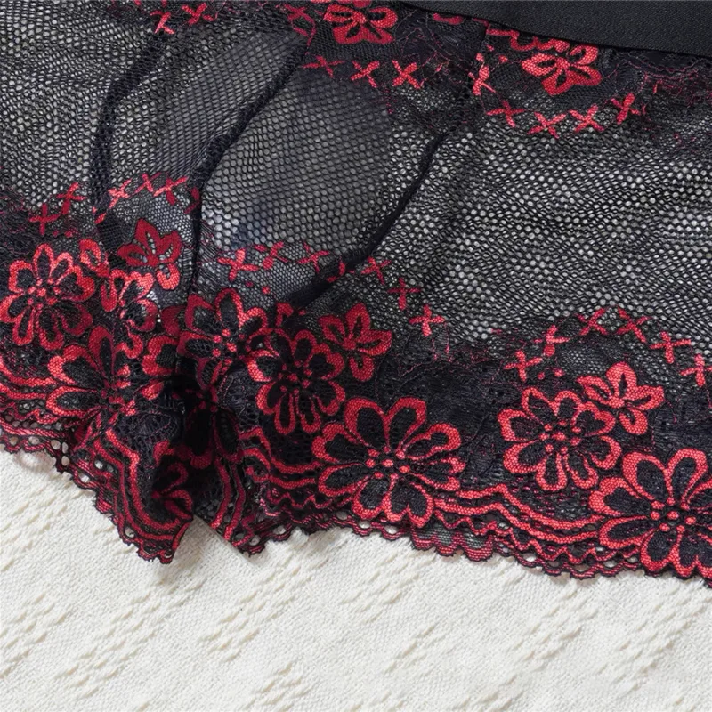 Men Lace Jacquard Mesh Boxer Shorts Underwear Hollow Temptation Exotic Trunks Silk Soft Quick Dry Breathable Sexy Panties — image 18