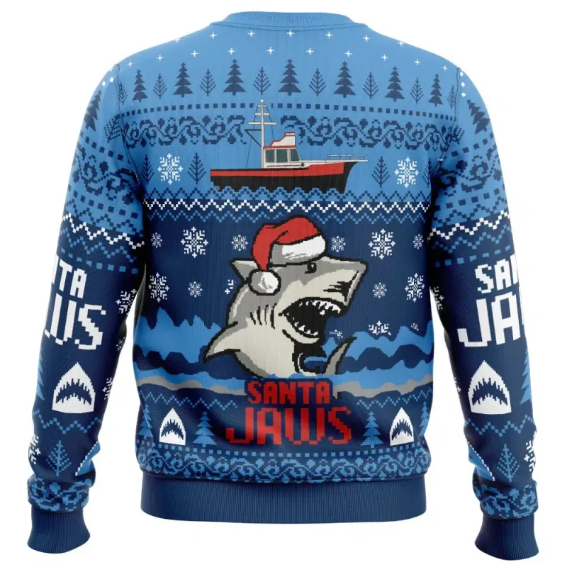 Santa Jaws Jaws 남성용 크루넥 어글리 크리스마스 스웨트 셔츠 부드럽고 편안한 스타일리쉬 편안한 핏 플러스 사이즈 긴 소매 가을 겨울