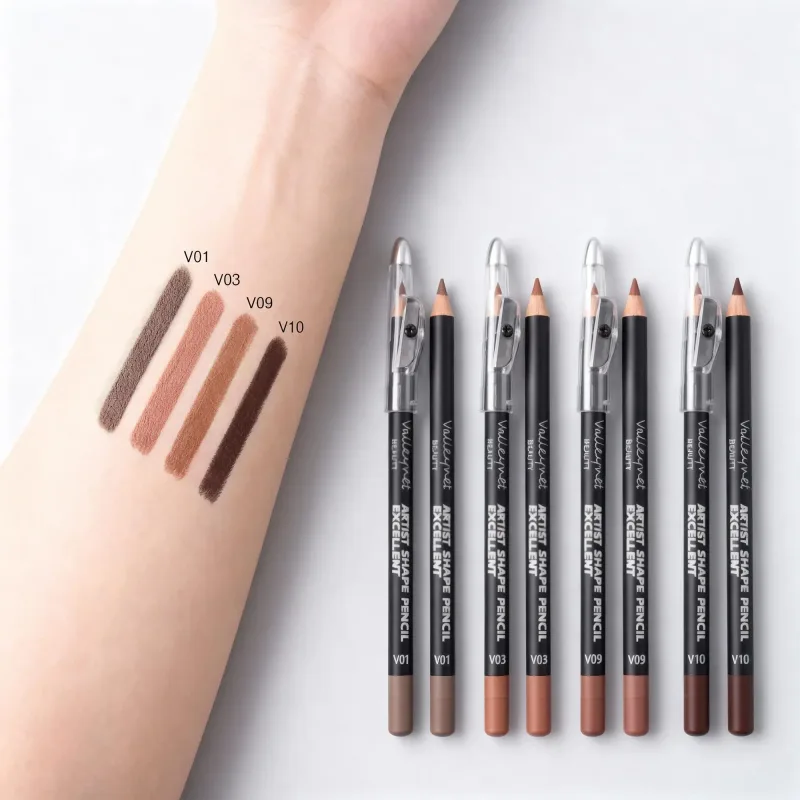 Σετ Lip Liner 4 Piece Brown Shades Ματ αδιάβροχο συμβατό με διάφορα lip glosses και κραγιόν φορητή τσάντα